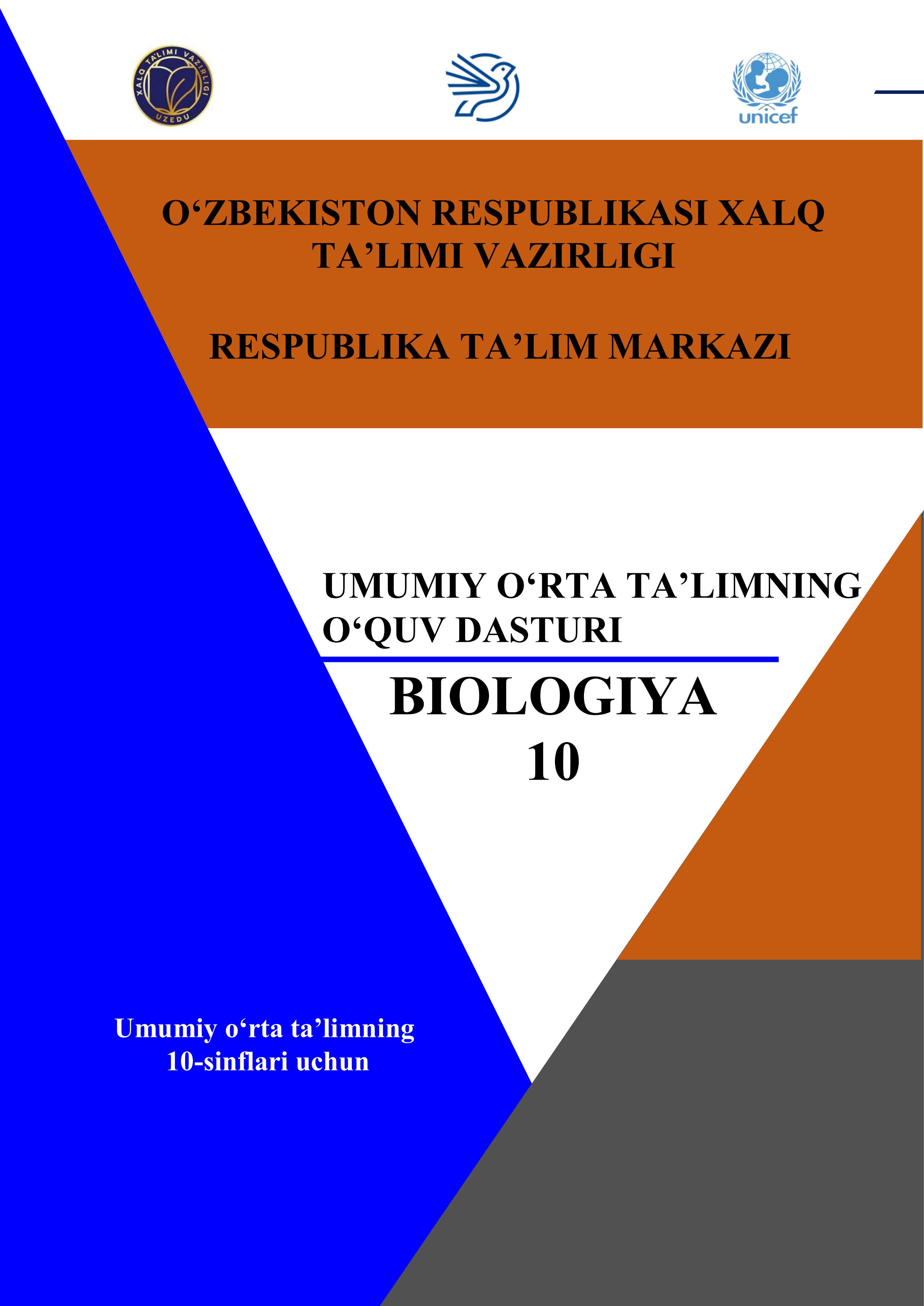 10-sinf Biologiya tili fani bo'yicha o'quv dasturi